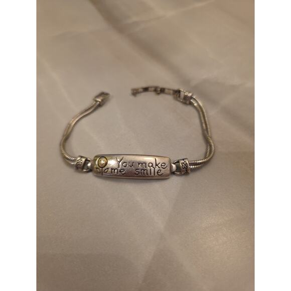 Brighton Silver Plated Charm Bracelet You Make Me Smile - Picture 1 of 16